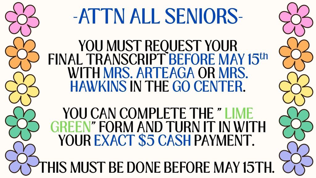 Senior Transcript info