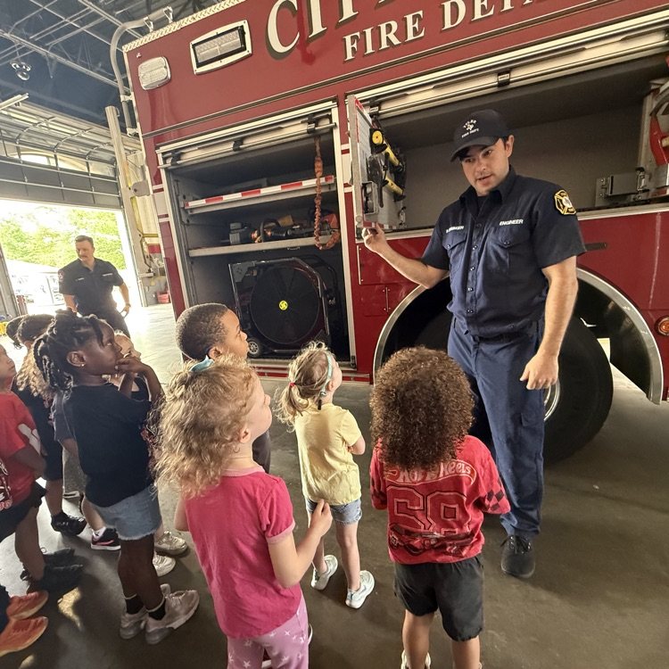 pre k students at the fire station