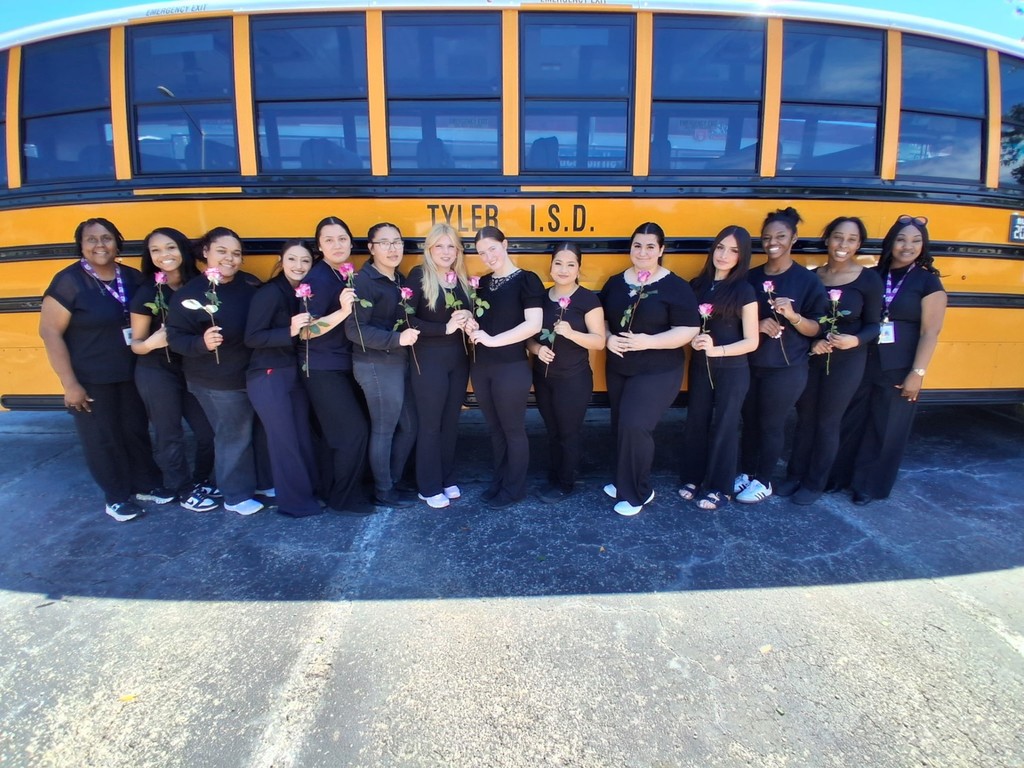 Tyler ISD Career & Technology Center cosmetology students after passing their Professional Service Industries exam.