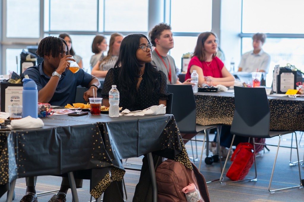 Students from Tyler ISD gather in a room to listen to Future Leaders of Tyler speakers.