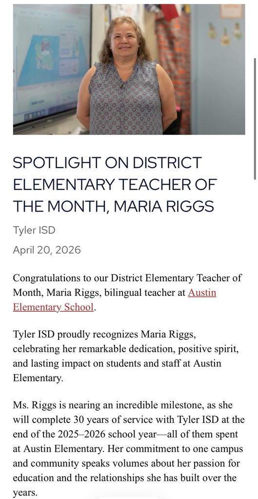 District Elementary Teacher of the Month