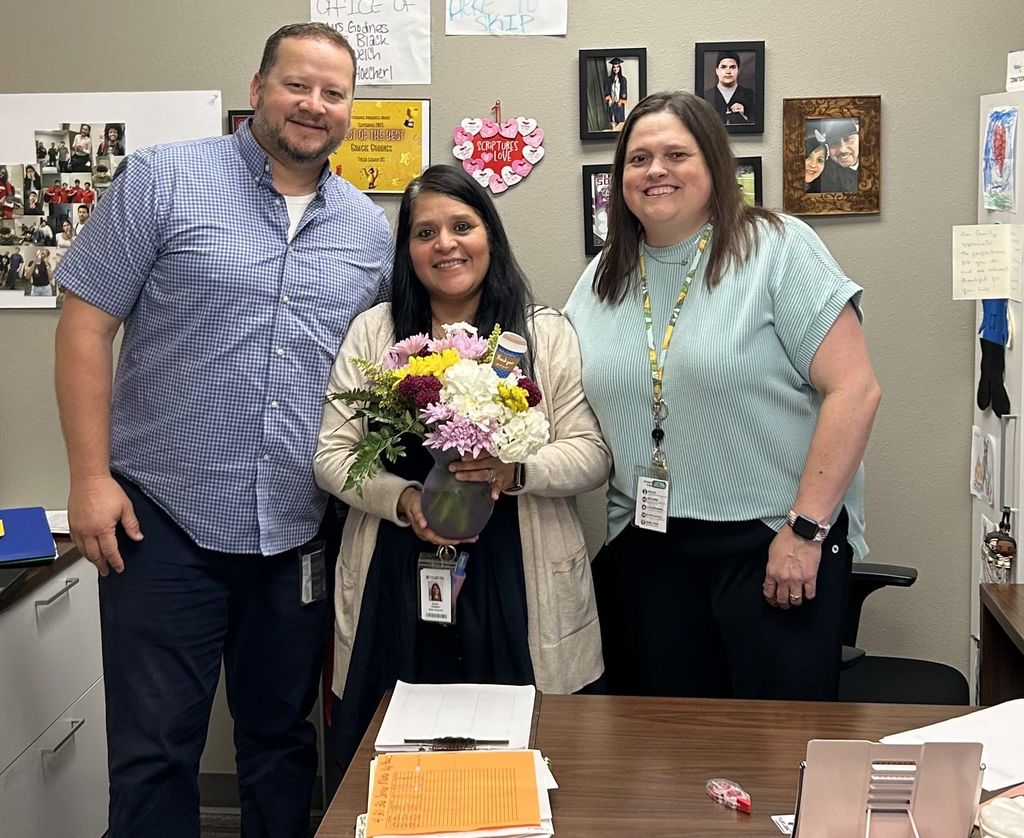 Mrs. Godines with her appreciation flowers