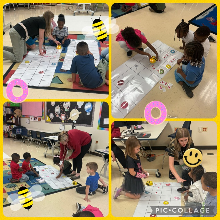 Student is working in teams to code a B insect robot