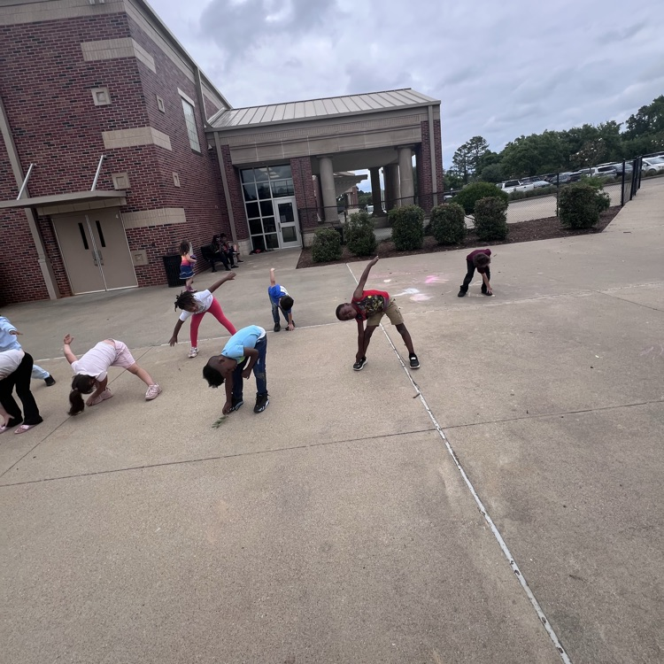 Students exercising on the playground