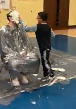 Students get to Pie Mr. Harbour in the face