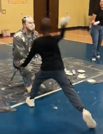 Students get to Pie Mr. Harbour in the face