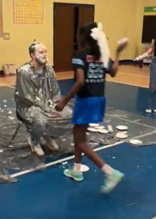 Students get to Pie Mr. Harbour in the face