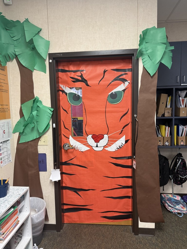 tiger display on class door