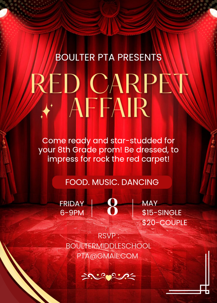 8th grade prom May 8th, from 6-9