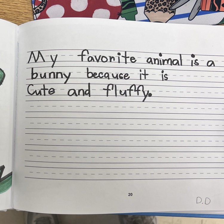 Student writing page