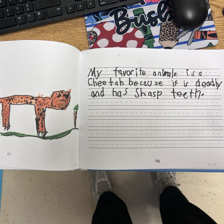 Student writing page
