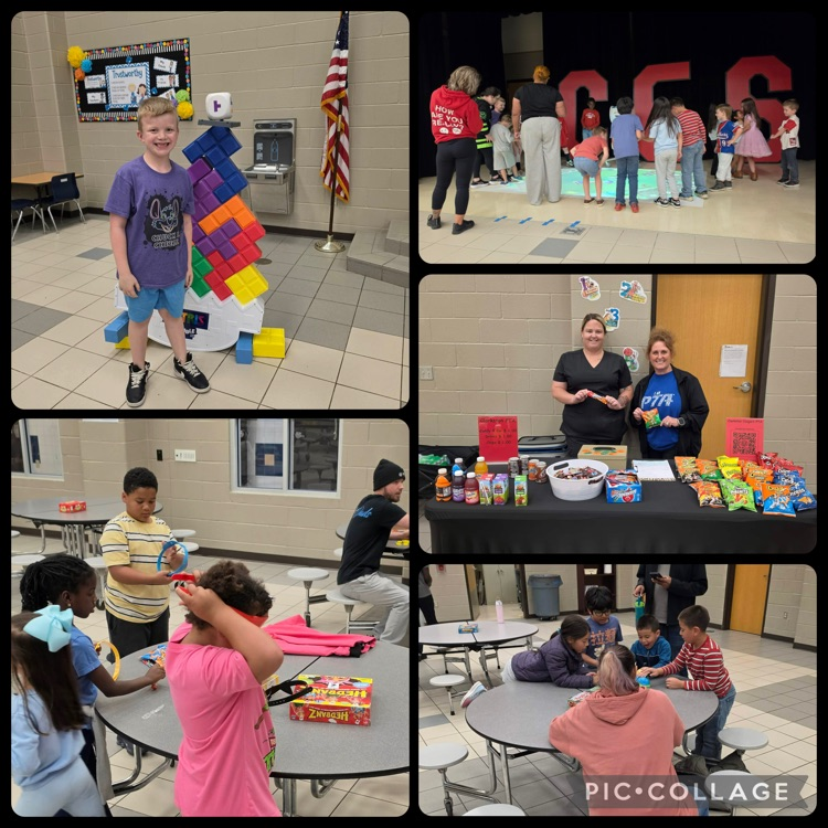 students playing games with their families