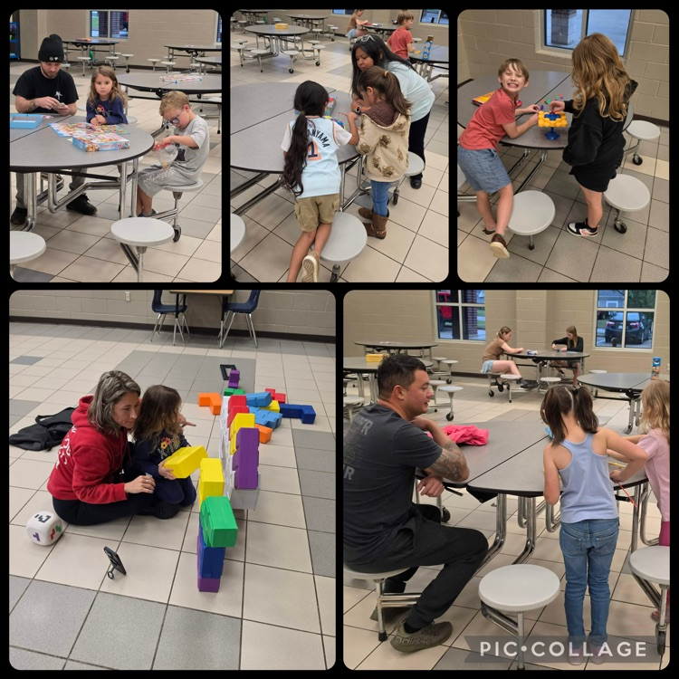 Students playing games with their families