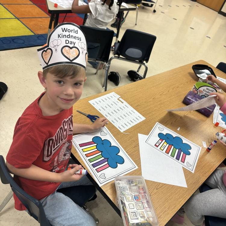 students wearing kindness hats
