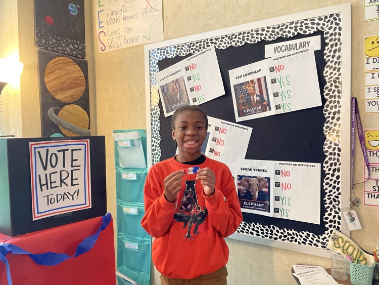 Students got to experience the democratic process by researching school initiatives and candidates then voting for who best aligned with them!