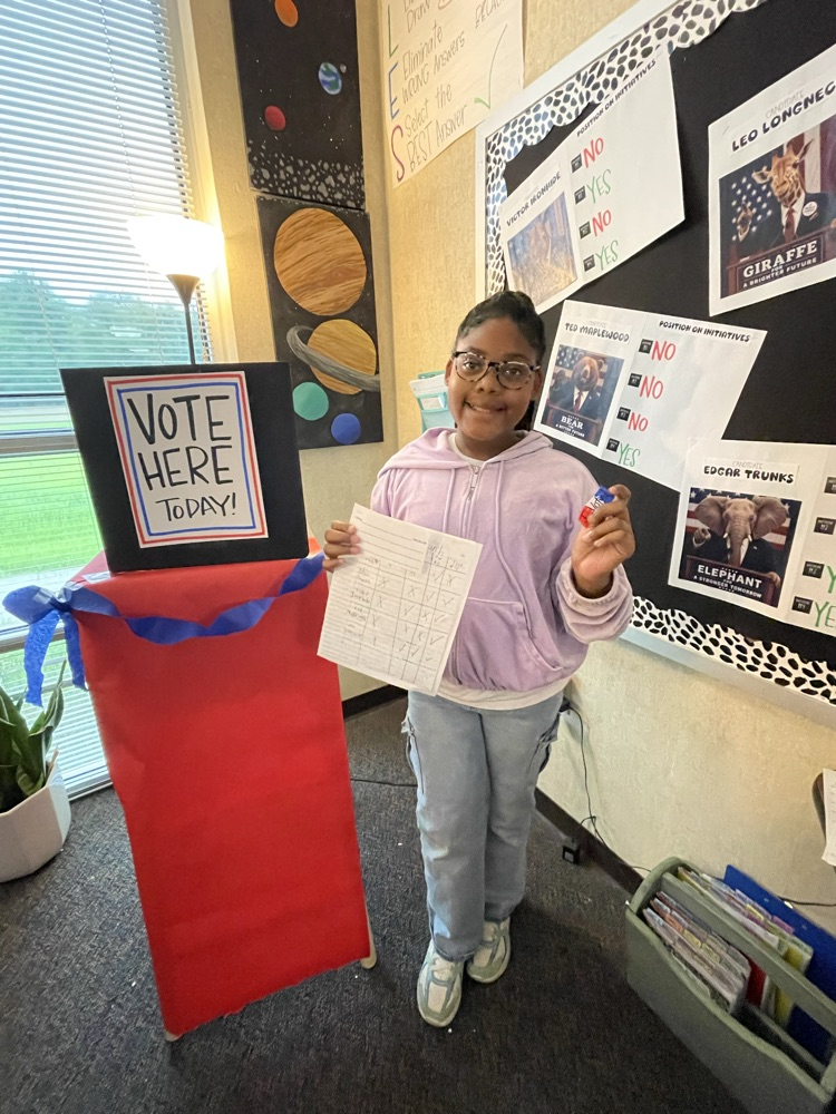 Students got to experience the democratic process by researching school initiatives and candidates then voting for who best aligned with them!