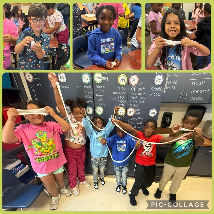 students making and holding slime
