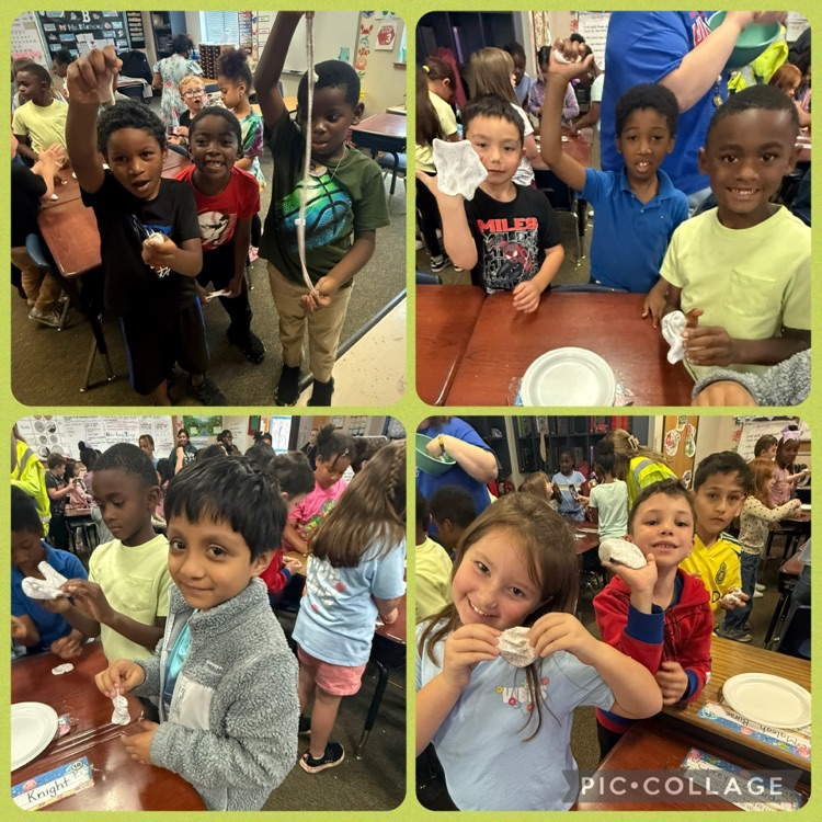 students making and holding slime