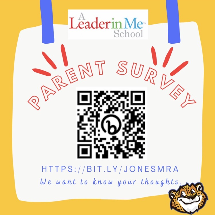 💙 Jones is a Leader in Me School! 💛 Building life skills 🌟 Helping EVERY child be a leader! 🗳️ We Want Your Voice! 📍 Complete the short survey by May 14. 💙Students will be entered in a Daily Drawing when survey slips are returned!