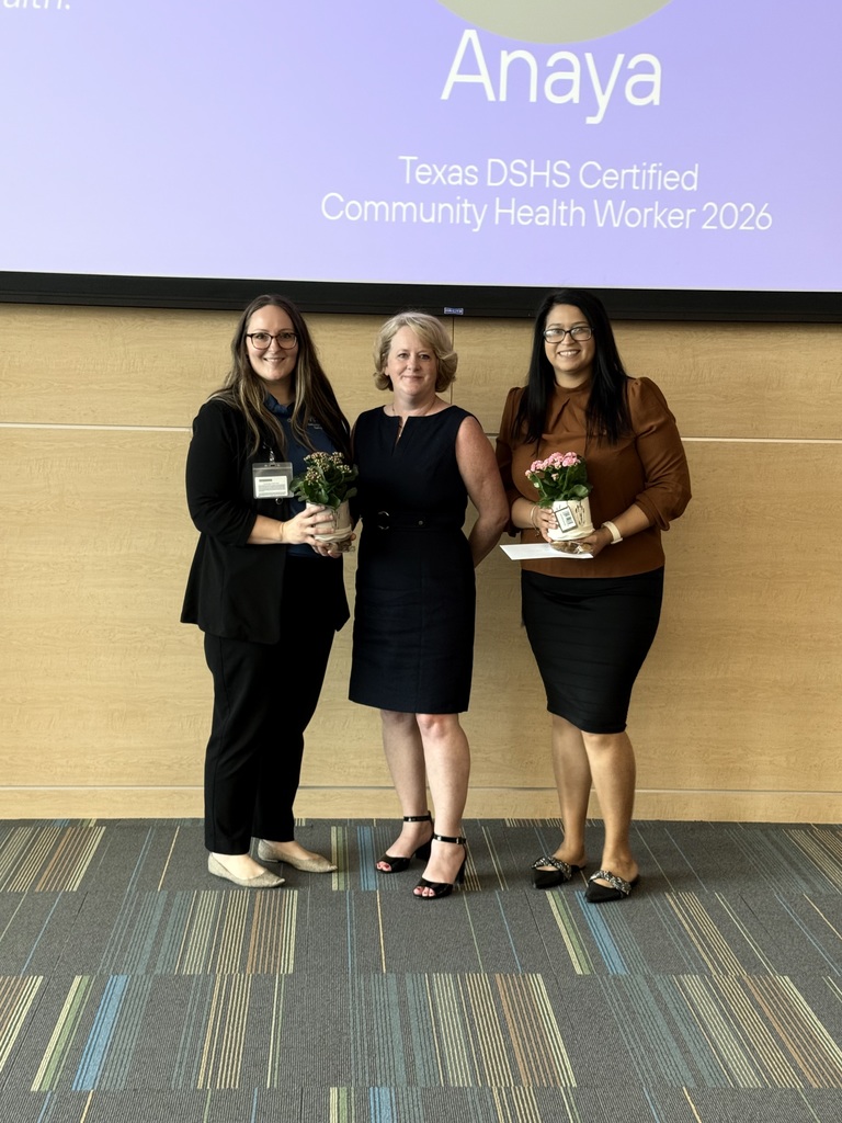 Picture of teacher and a student who successfully completed the State of Texas Community Health Worker course,  in collaboration with UT Tyler Center for Rural and Community Health. 