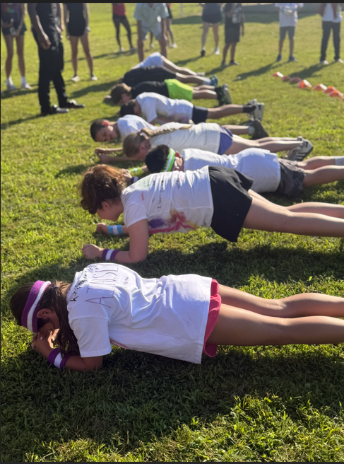 Students planking.