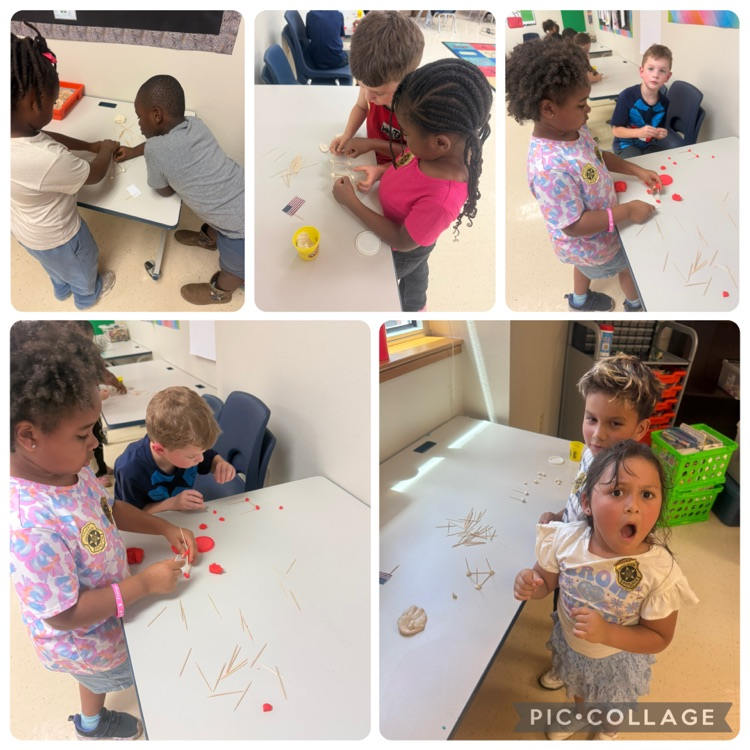 students working on STEM flag pole USA challenge