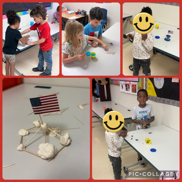 students working on STEM flag pole USA challenge
