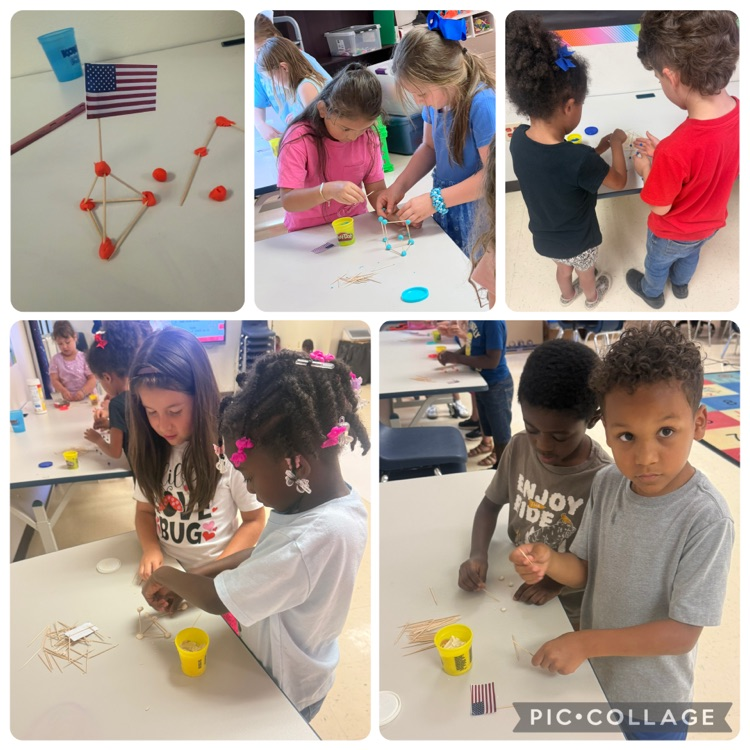 students working on STEM flag pole USA challenge