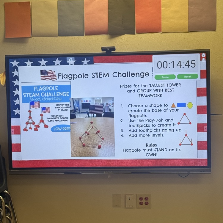 students working on STEM flag pole USA challenge