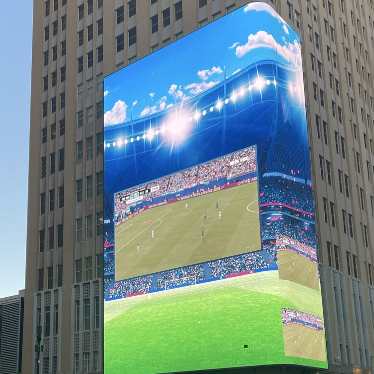 big screen tv on building