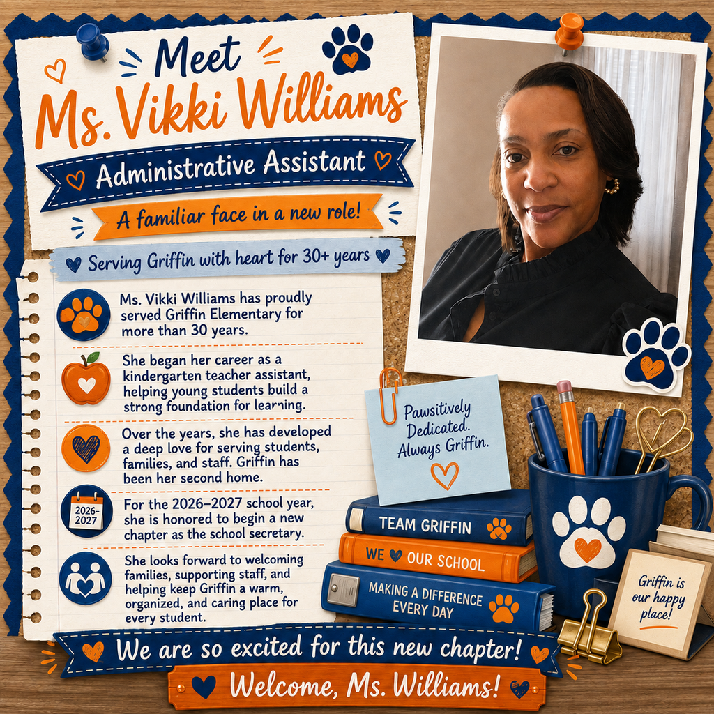 An introduction poster with a picture of Ms. Vikki Williams, administrative assistant, and details of her role.