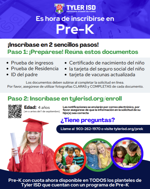 Pre K enrollment flyler