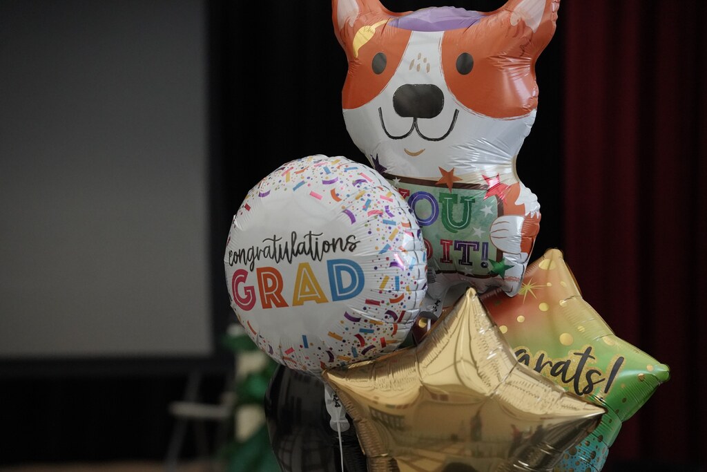 Various balloons that say "Congratulations Graduate"