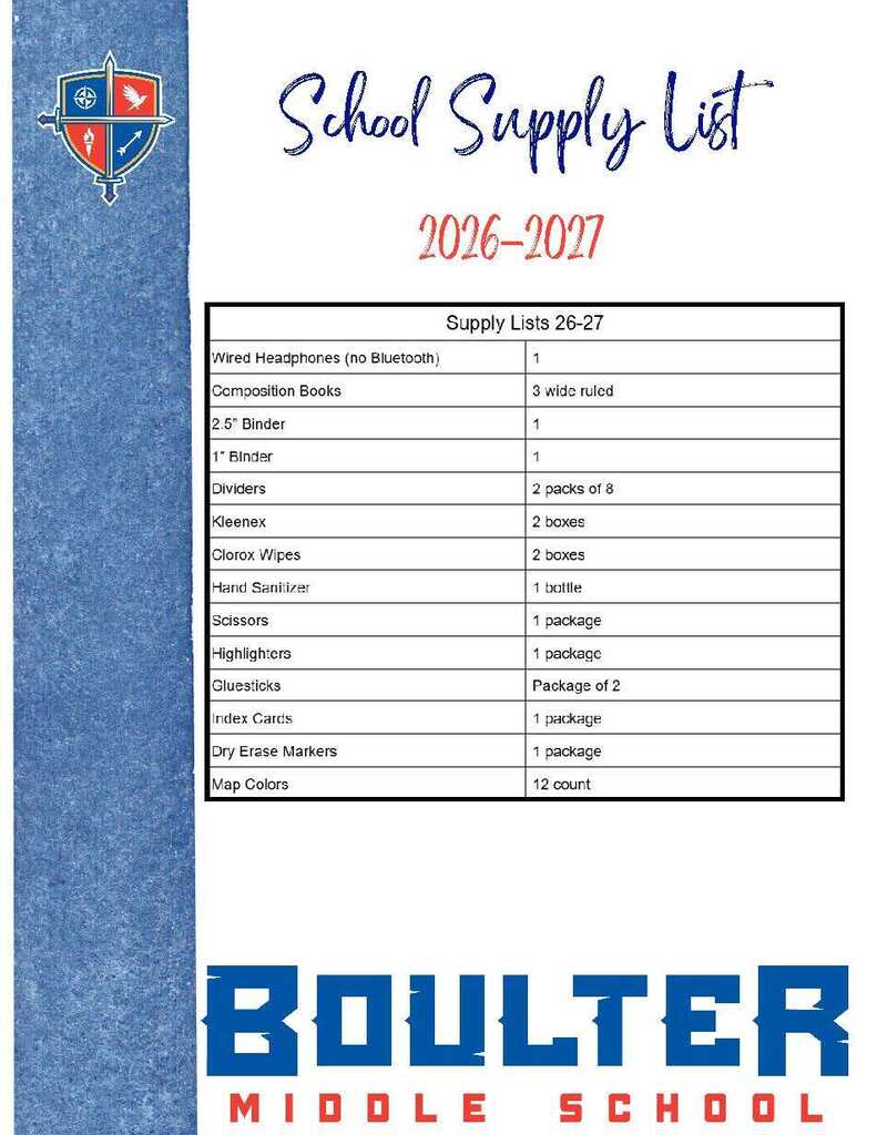 School Supply List