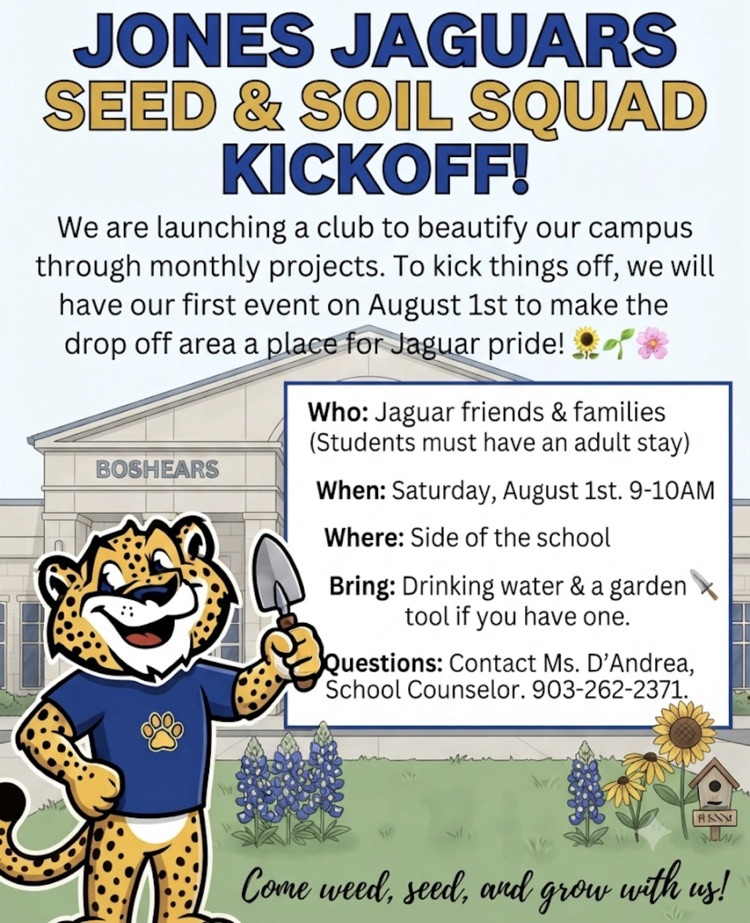 Campus Beautification this Saturday! Come help us make the drop off planter bright  and cheerful! Bring a garden tool.   Message Ms. D’Andrea with any questions.  Stephanie.dandrea@tylerisd.org 