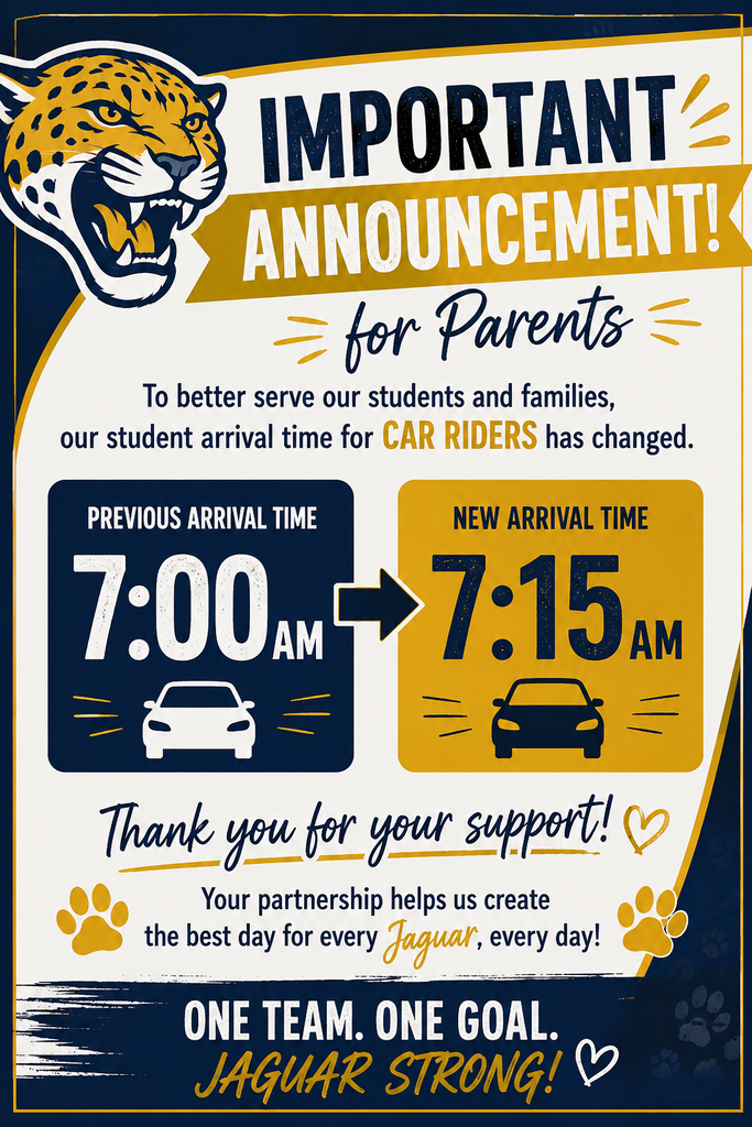 announcement for new car rider arrival time-7:15