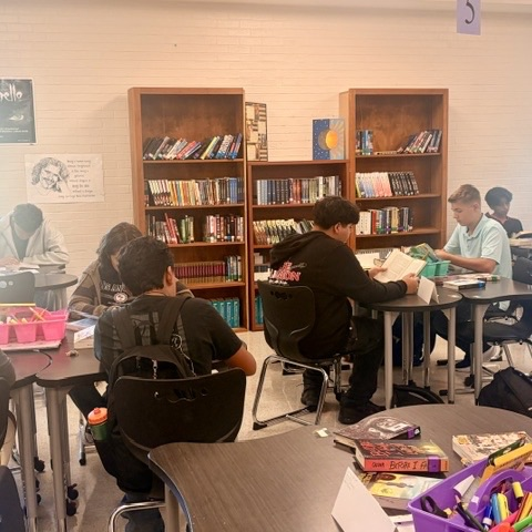 students reading