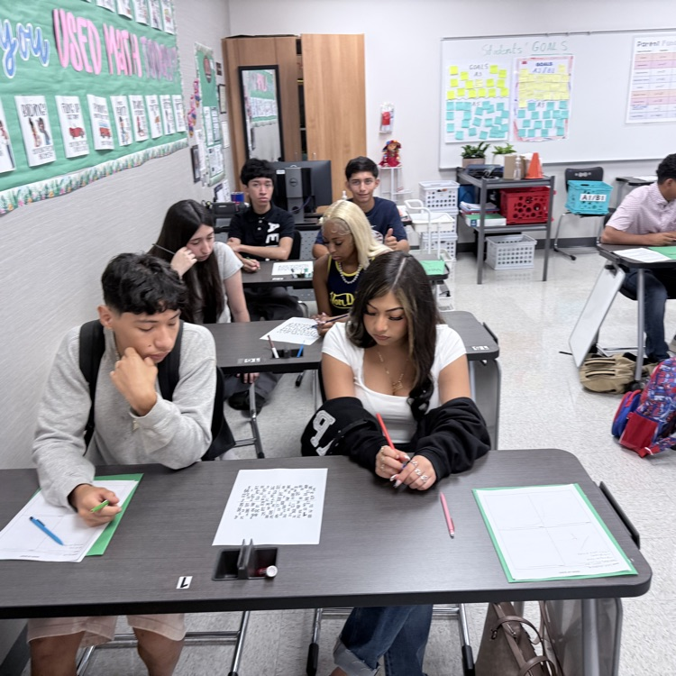 students working in math