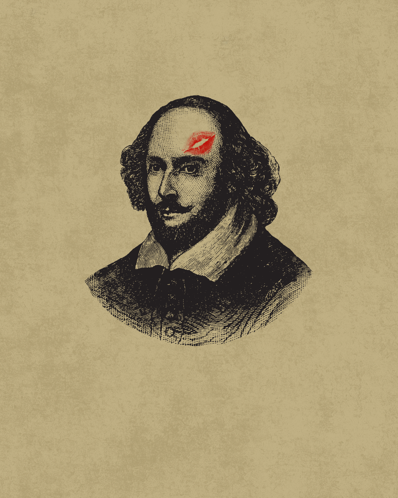 A stylized illustration of a bearded man with a red mark on his forehead. He wears a white collar.