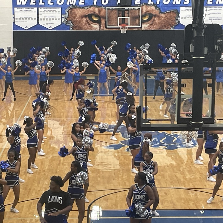 cheerleaders and drill team
