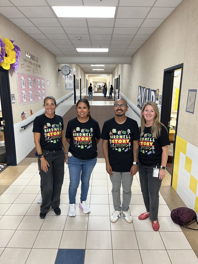 teachers in new Birdwell shirt