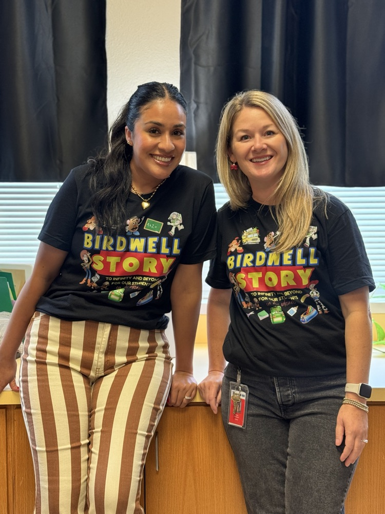 two teachers in Birdwell shirt