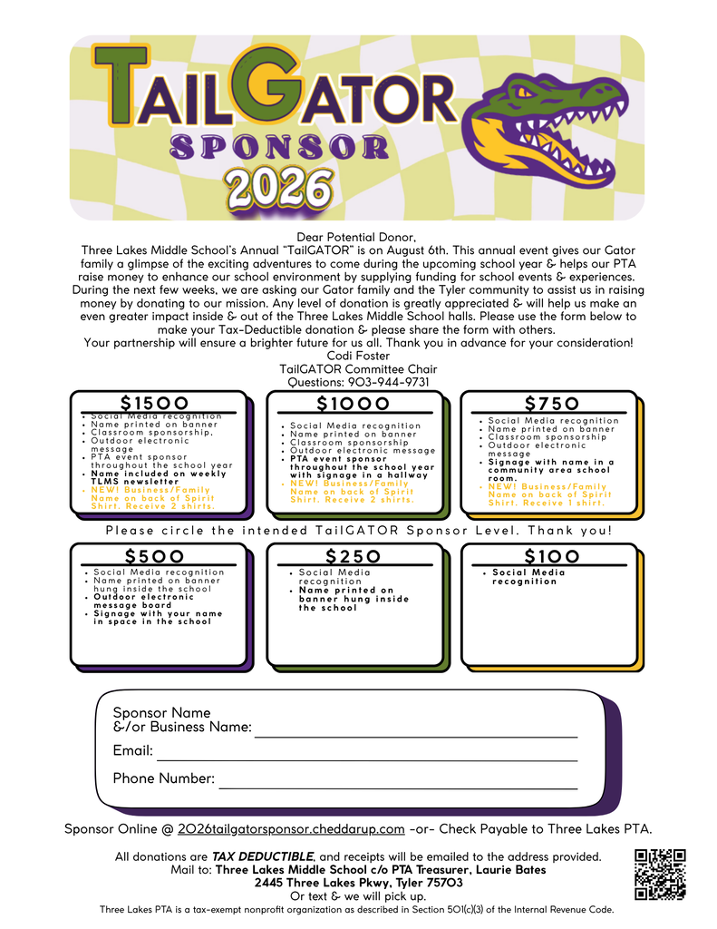 Tailgator Sponsorship Information