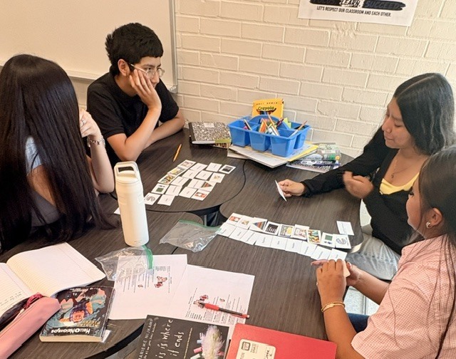 students sorting cards