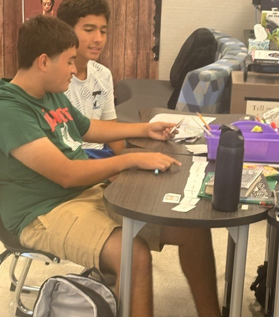 students sorting cards