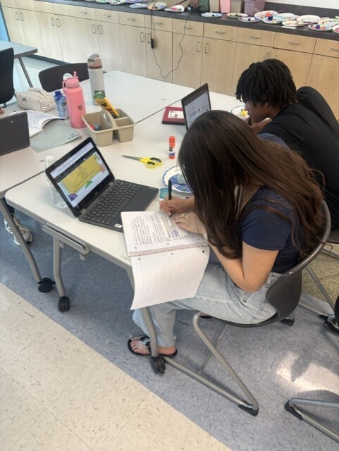 Students studying the animal cell structure