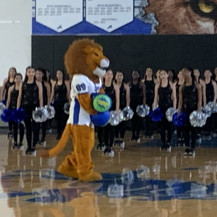 lion mascot with dancers