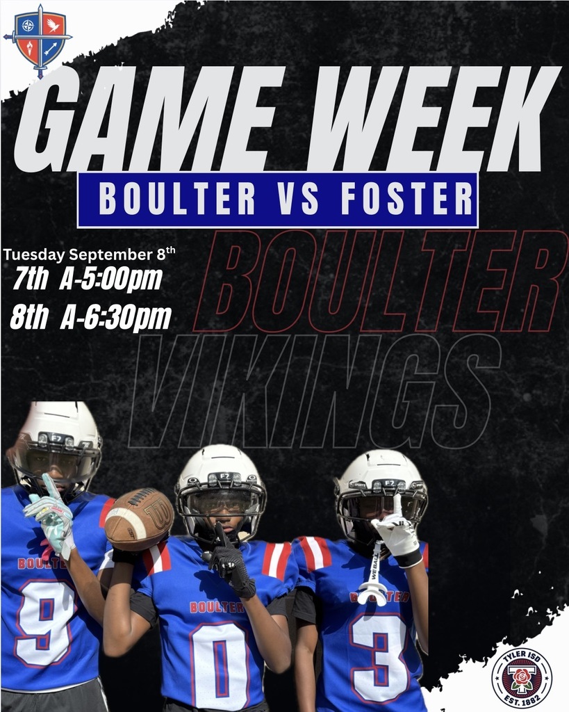 Poster with three football players. Two hold a football, and the third is cheering. Game week is highlighted in white text.