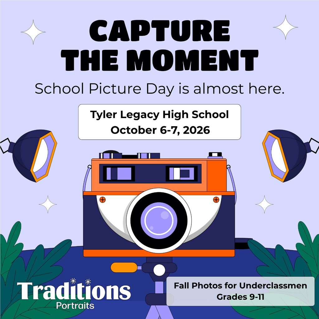 Poster shows a camera, spotlights, leaves, and text. Text reads "Capture the Moment. School Picture Day is almost here."