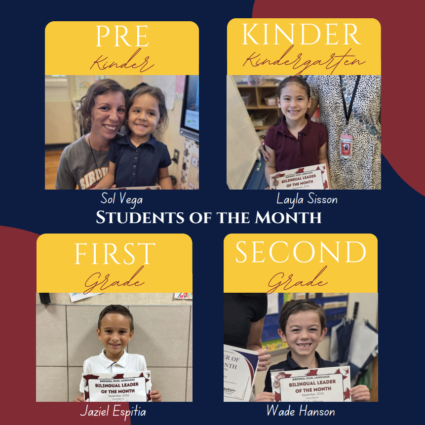 PK. K, 1st, and second students of the month